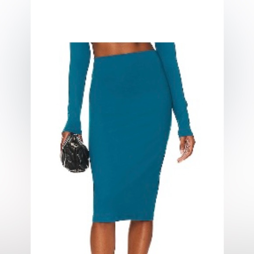 NWT Susana Monaco Slim High Waisted Midi stretch skirt in teal